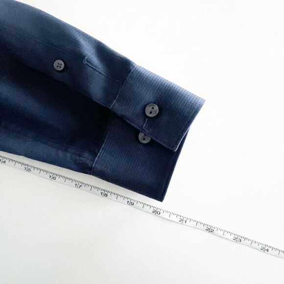 Calvin Klein Mens Dress Shirt Slim Fit Button Down Long Sleeve Blue Size 15 - Picture 8 of 9